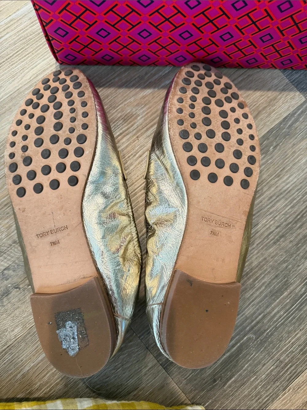 Tory Burch Metallic Gold Leather Loafers